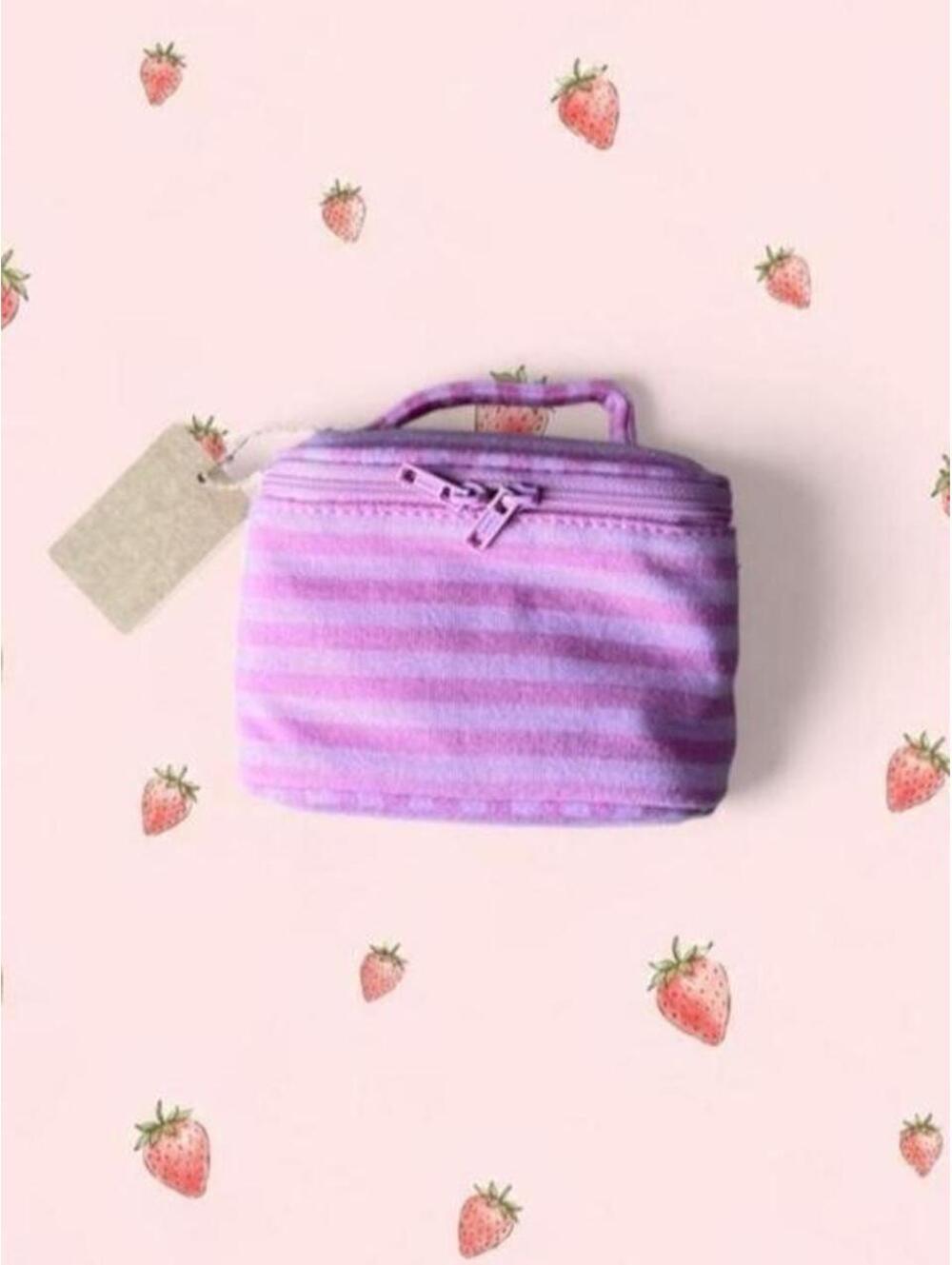 Brandy Melville pink striped makeup bag